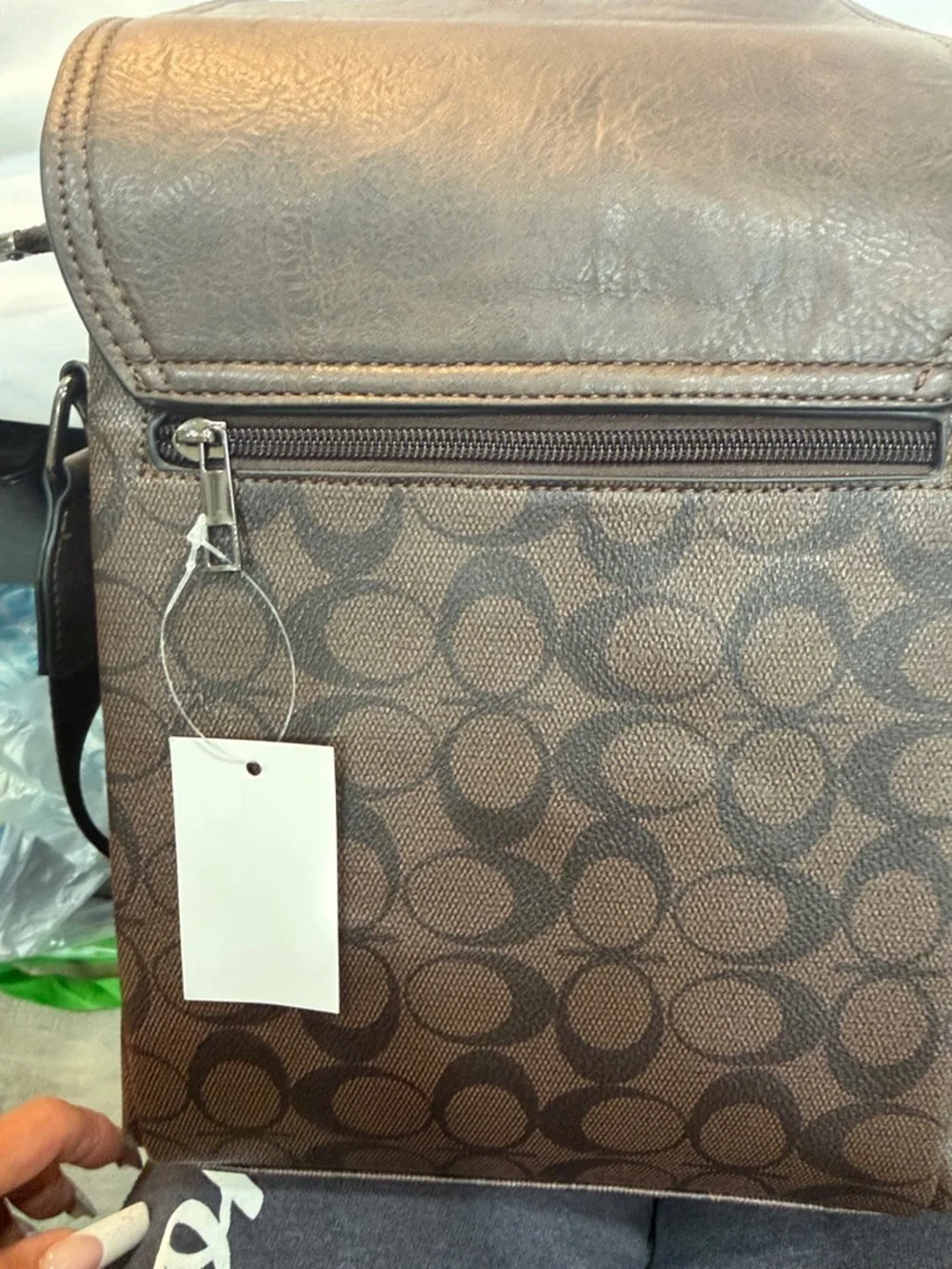Brown Signature Messenger Crossbody‎ Bag